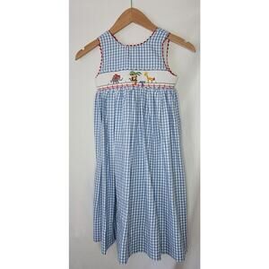 Kelly's Kids- Girls Gingham animal maxi dress- size small (5-6)